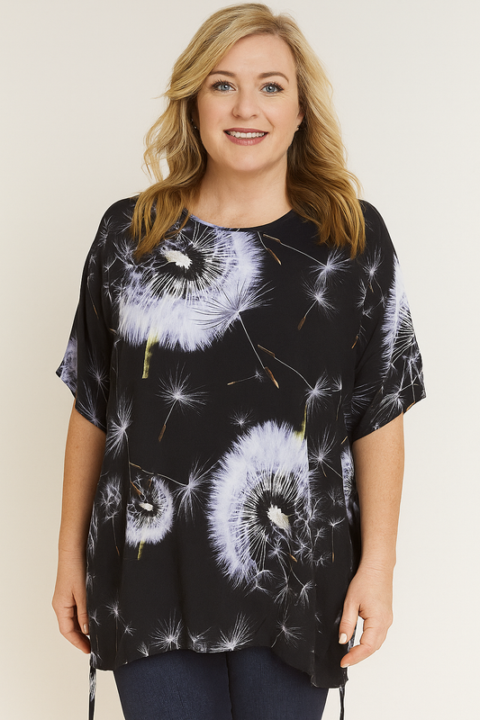 Bittermoon Timeless Top in Thistle magnolia print