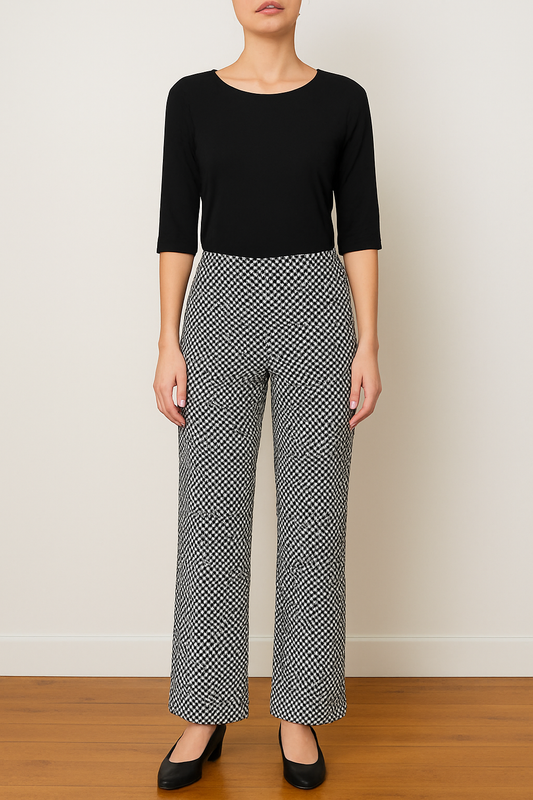 Bittermoon Slim Leg Pant in black and white diamond check