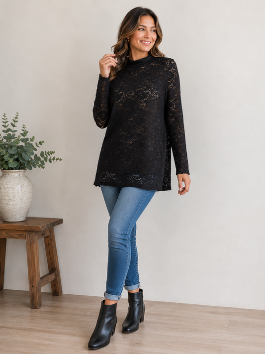 Scarlett Sheer Lace Skivvy