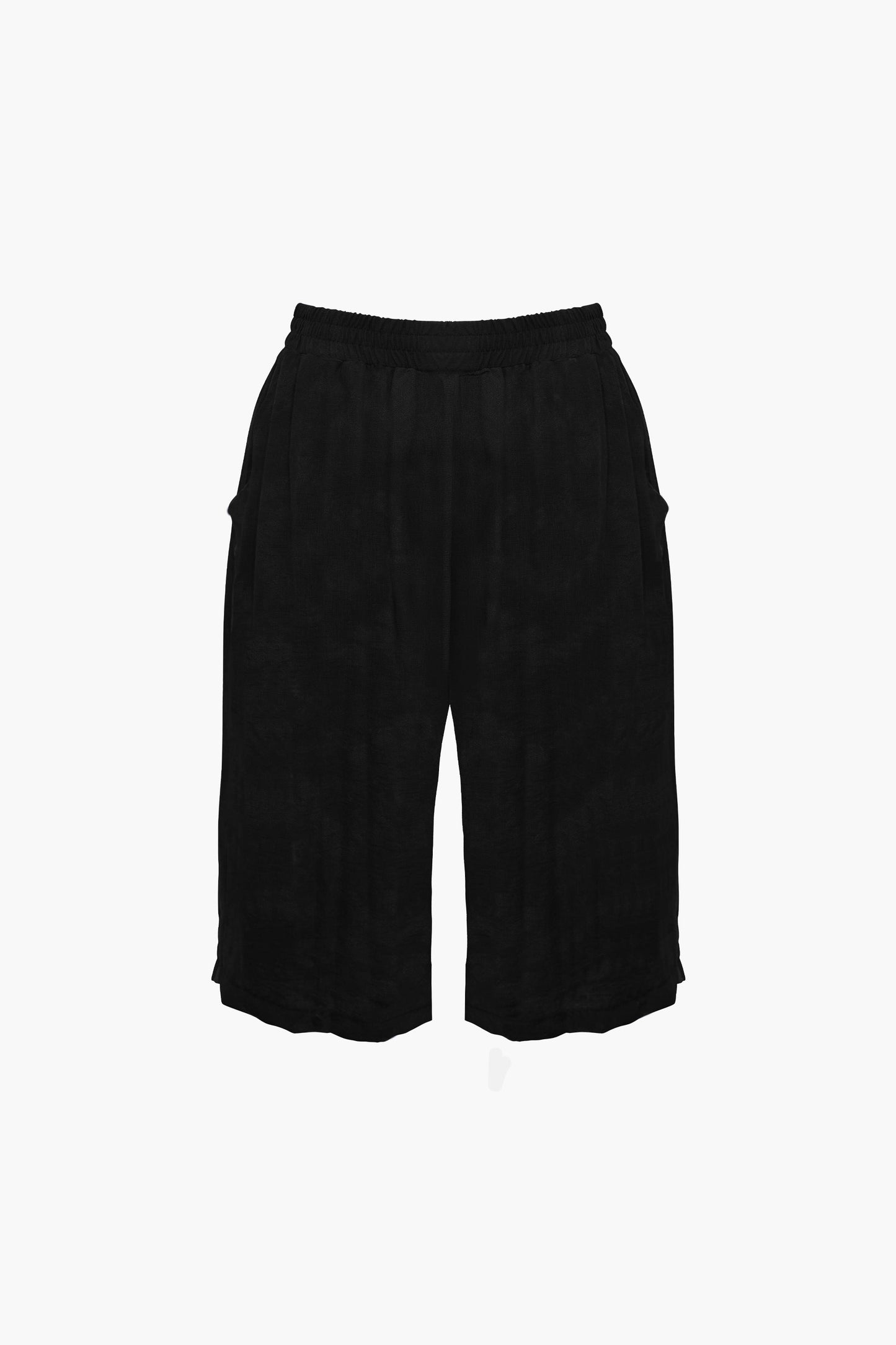 Bittermoon Sandy Short in Black – above-knee linen-blend shorts with elastic waistband and side pockets