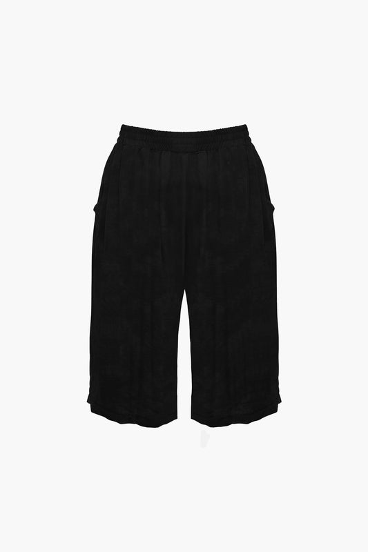 Bittermoon Sandy Short in Black – above-knee linen-blend shorts with elastic waistband and side pockets