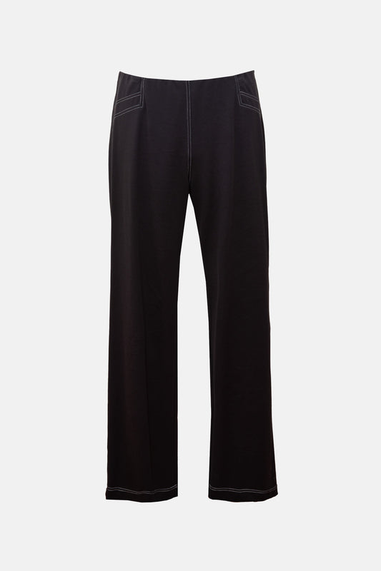 Bittermoon Wide Leg Pant in black – high-rise, elasticated waistband, full-length wide leg, made in New Zealand