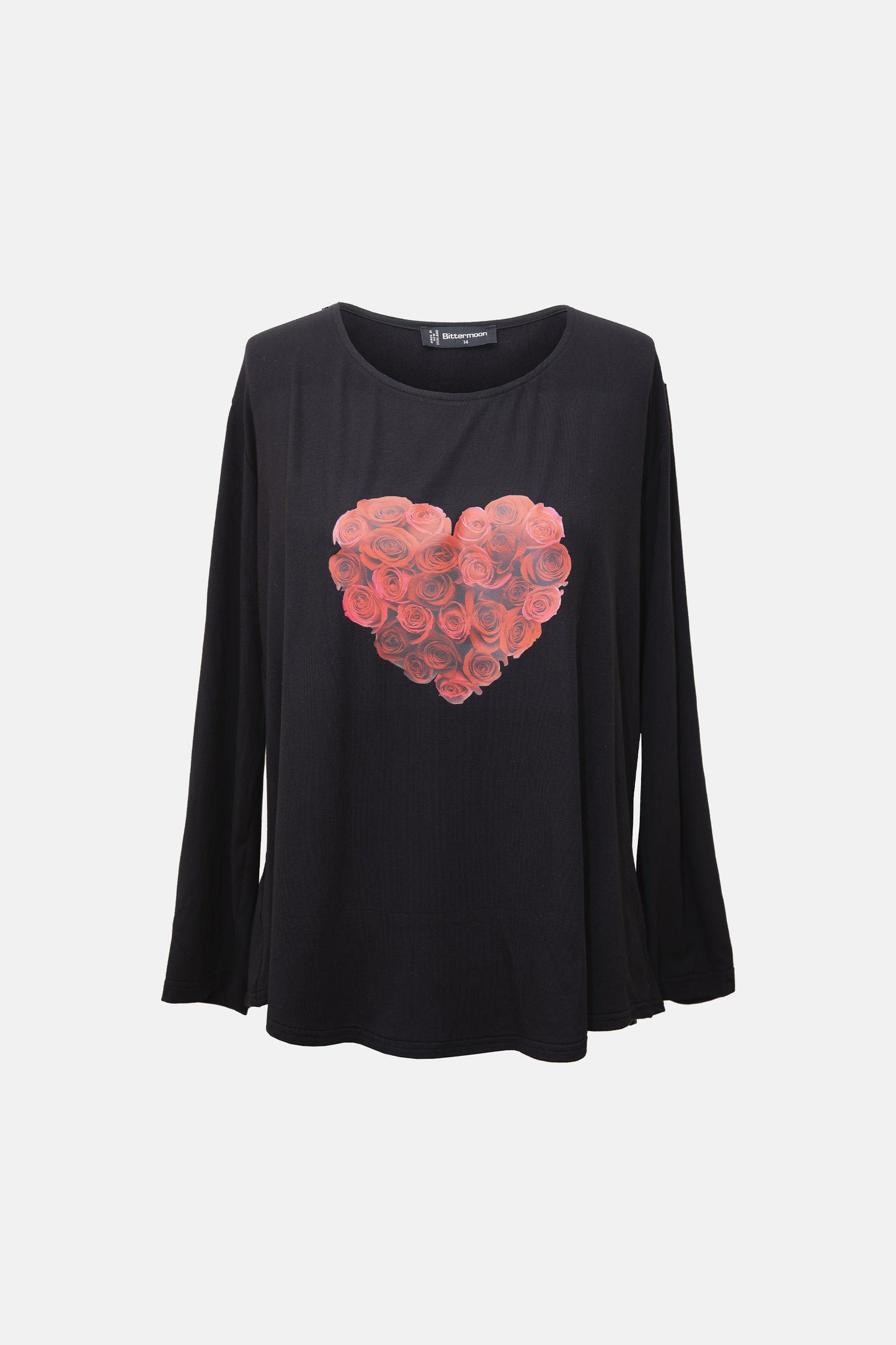 Bittermoon Gallery Top in Valentine – relaxed fit, elbow-length sleeves, scoop neckline, made in New Zealand