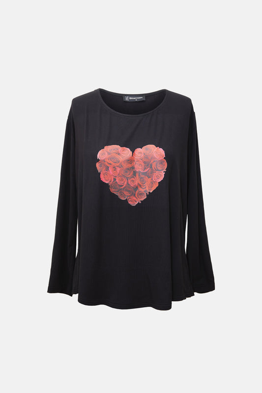 Bittermoon Gallery Top in Valentine – relaxed fit, elbow-length sleeves, scoop neckline, made in New Zealand